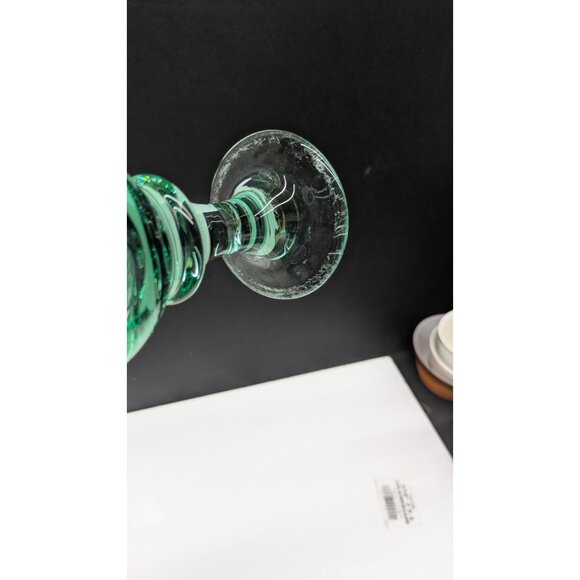 LIBBEY Vintage 90s Sirrus Spanish Green Glass Water Ice Tea Goblet 7.5" Ribbed - Picture 7 of 10